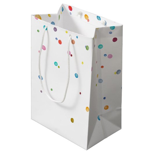 Gelukkige Confetti Stippen Medium Cadeauzakje (Voorkant Gekanteld)