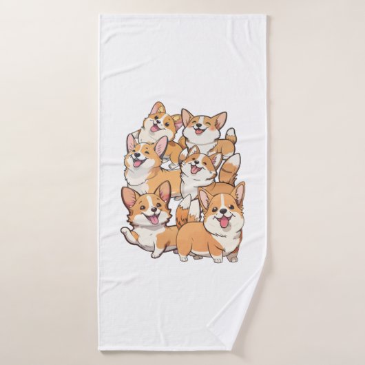 gelukkige Corgi honden Badhanddoek (Badhanddoek)