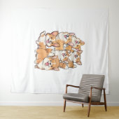 gelukkige Corgi honden Wandkleed (In Situ (horizontaal))