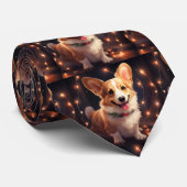 Gelukkige Corgi Kerstverlichting Stropdas (Opgerold)