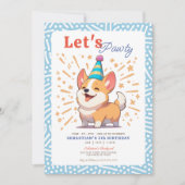 Gelukkige Corgi Puppy Pawty Verjaardag Kaart (Voorkant)