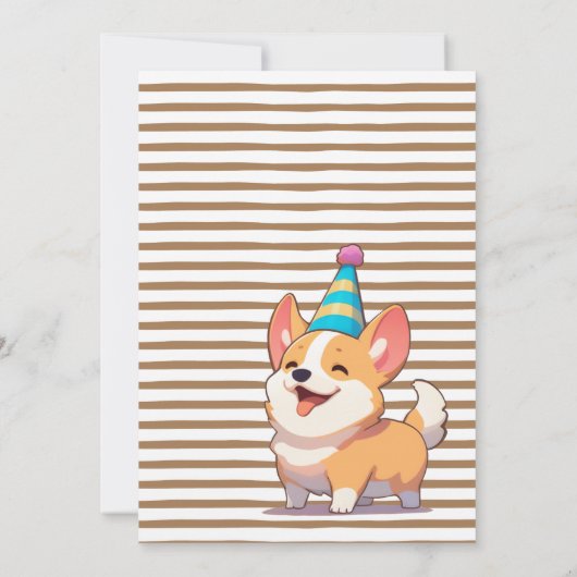 Gelukkige Corgi Puppy Pawty Verjaardag Kaart (Achterkant)