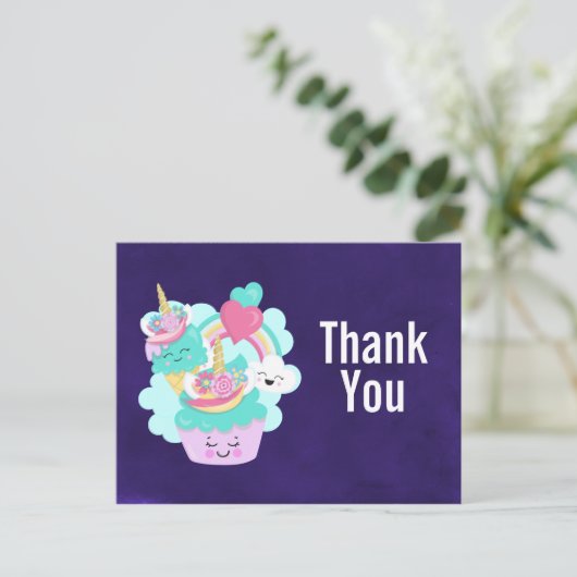 Gelukkige Cupcake en Ice Cream Verjaardag Dank u Briefkaart (Staand voorkant)