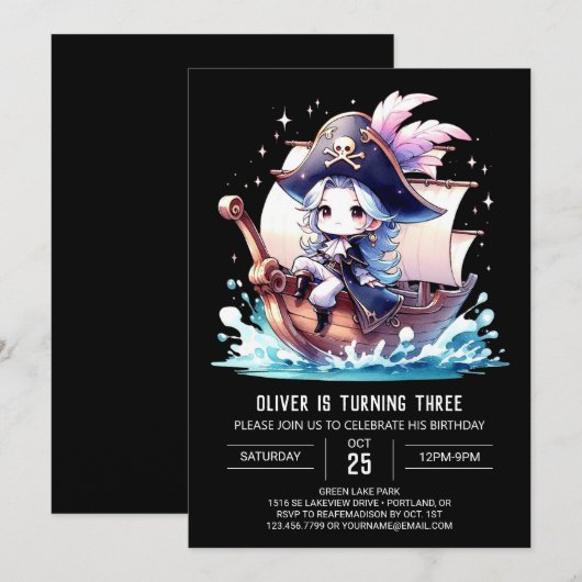 Gelukkige Custom Pirate Verjaardag Kaart (Voorkant / Achterkant)