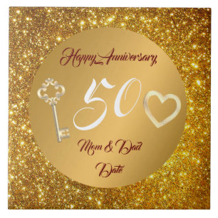 Gelukkige Customize Liefde Goud 50ste Verjaardag Tegeltje