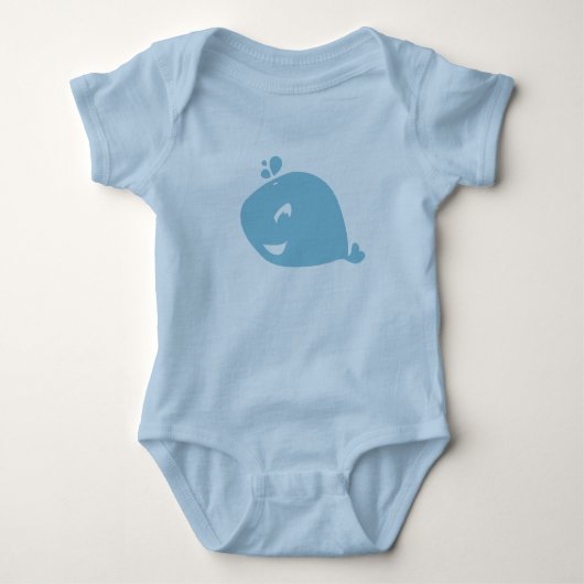 Gelukkige Cute Blauwe Walvis Romper (Voorkant)