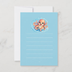 Gelukkige Cute Octopus Kawaii Zeeleven Illustratie Kaart