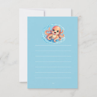Gelukkige Cute Octopus Kawaii Zeeleven Illustratie Kaart