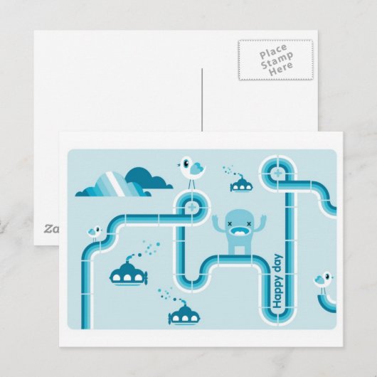 gelukkige dag briefkaart (Voorkant / Achterkant)