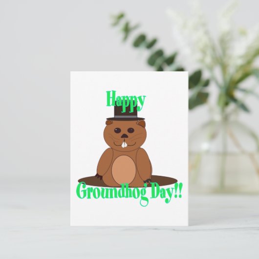 Gelukkige Dag Groundhog! Briefkaart (Staand voorkant)