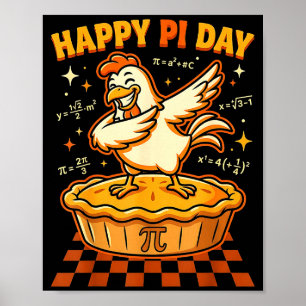 Gelukkige dag kip pot dag taart wiskunde liefhebbe poster