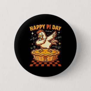 Gelukkige dag kip pot dag taart wiskunde liefhebbe ronde button 5,7 cm