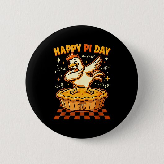 Gelukkige dag kip pot dag taart wiskunde liefhebbe ronde button 5,7 cm (Voorkant)