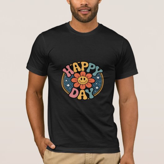 Gelukkige Dag Smiley Bloem T-shirt (Voorkant)