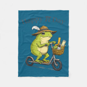 Gelukkige dag taart 3.14 kikker scooter grappige w fleece deken
