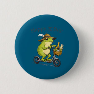 Gelukkige dag taart 3.14 kikker scooter grappige w ronde button 5,7 cm