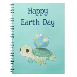 Gelukkige Dag van de Aarde Schildpad met Wereldbol Notitieboek