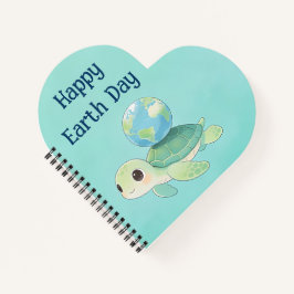 Gelukkige Dag van de Aarde Schildpad met Wereldbol Notitieboek