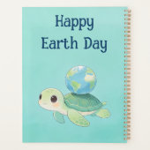 Gelukkige Dag van de Aarde Schildpad met Wereldbol Planner (Achterkant)