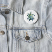 Gelukkige Dag van de Aarde Schildpad Ontwerp Ronde Button 5,7 Cm (In situ)