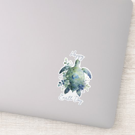 Gelukkige Dag van de Aarde Schildpad Ontwerp Sticker (Detail)