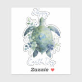 Gelukkige Dag van de Aarde Schildpad Ontwerp Sticker (Vel)
