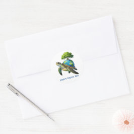 Gelukkige Dag van de Aarde Schildpad Planeet en Bo Ronde Sticker