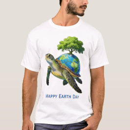 Gelukkige Dag van de Aarde Schildpad Planeet en Bo T-shirt