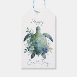 Gelukkige Dag van de Aarde Schildpadontwerp Cadeaulabel