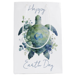 Gelukkige Dag van de Aarde Schildpadontwerp Medium Cadeauzakje