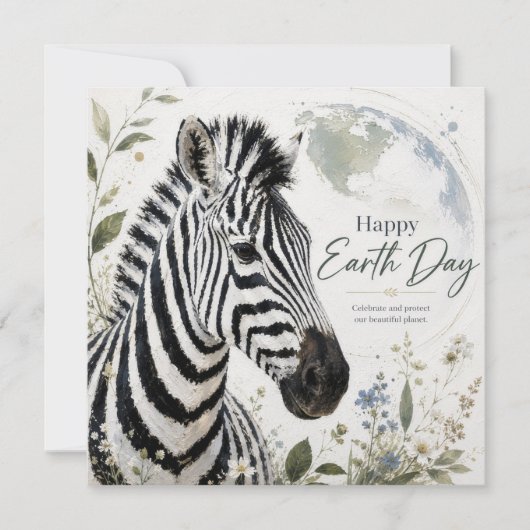Gelukkige Dag van de Aarde Zebra Wilde Dieren Kaart (Voorkant)