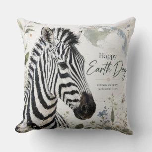 Gelukkige Dag van de Aarde Zebra Wilde Dieren Kussen