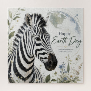Gelukkige Dag van de Aarde Zebra Wilde Dieren Legpuzzel