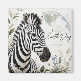 Gelukkige Dag van de Aarde Zebra Wilde Dieren Magneet