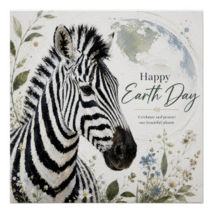 Gelukkige Dag van de Aarde Zebra Wilde Dieren Perfect Poster