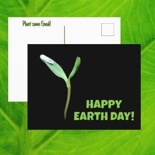 Gelukkige Dag van de Aarde Zwarte Nieuwe Groei Zaa Briefkaart