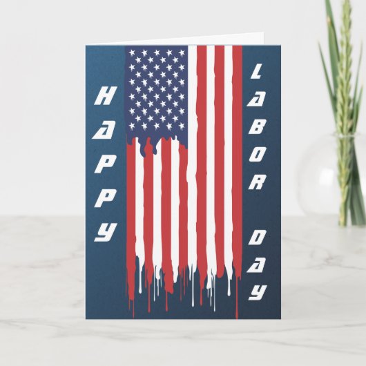 Gelukkige Dag van de Arbeid Amerikaanse Vlag Graff Kaart (Voorkant)