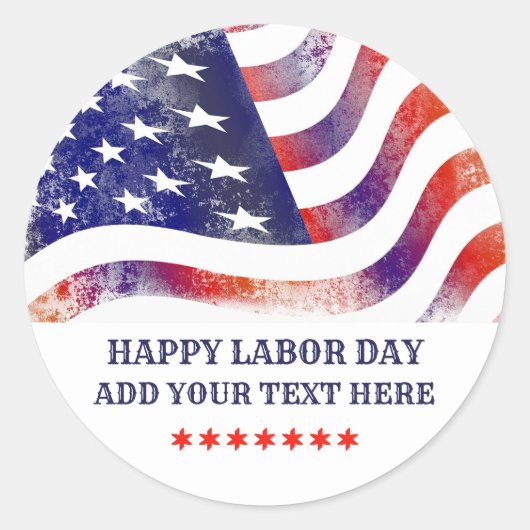 Gelukkige Dag van de Arbeid Amerikaanse vlag Ronde Sticker (Voorkant)