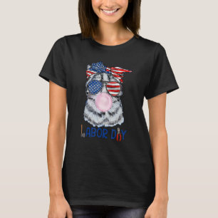 Gelukkige Dag van de Arbeid Kat Bubble Gum Amerika T-shirt