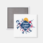 Gelukkige Dag van de Arbeid Lang Weekend Magneet (Voorkant / Achterkant)