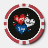 Gelukkige Dag van de Arbeid Patriottische Harten R Poker Chips (Voorkant)