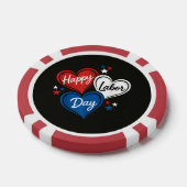 Gelukkige Dag van de Arbeid Patriottische Harten R Poker Chips (Enkel)