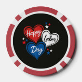 Gelukkige Dag van de Arbeid Patriottische Harten R Poker Chips (Achterkant)