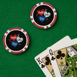 Gelukkige Dag van de Arbeid Patriottische Harten R Poker Chips