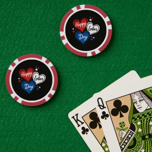Gelukkige Dag van de Arbeid Patriottische Harten R Poker Chips (Pokertafel (Dubbel))