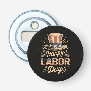 Gelukkige Dag van de Arbeid Patriottische Viering Button Flesopener