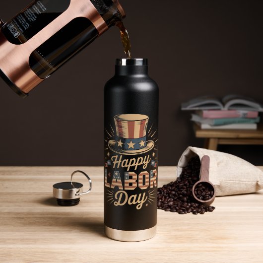 Gelukkige Dag van de Arbeid Patriottische Viering Waterfles (Koffie (Gedraaid) )
