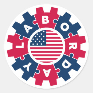 Gelukkige Dag van de Arbeid Pret Ronde Sticker