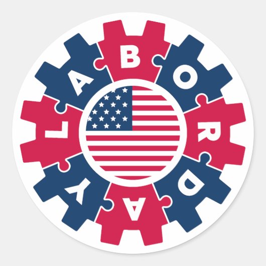 Gelukkige Dag van de Arbeid Pret Ronde Sticker (Voorkant)