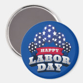 Gelukkige Dag van de Arbeid Rode Witte Blauwe Ster Magneet (Voorkant / Achterkant)